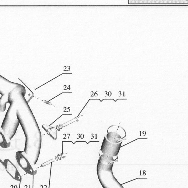 Болт с шестигранной головкой — положение на схеме Впускной и выпускной коллектора