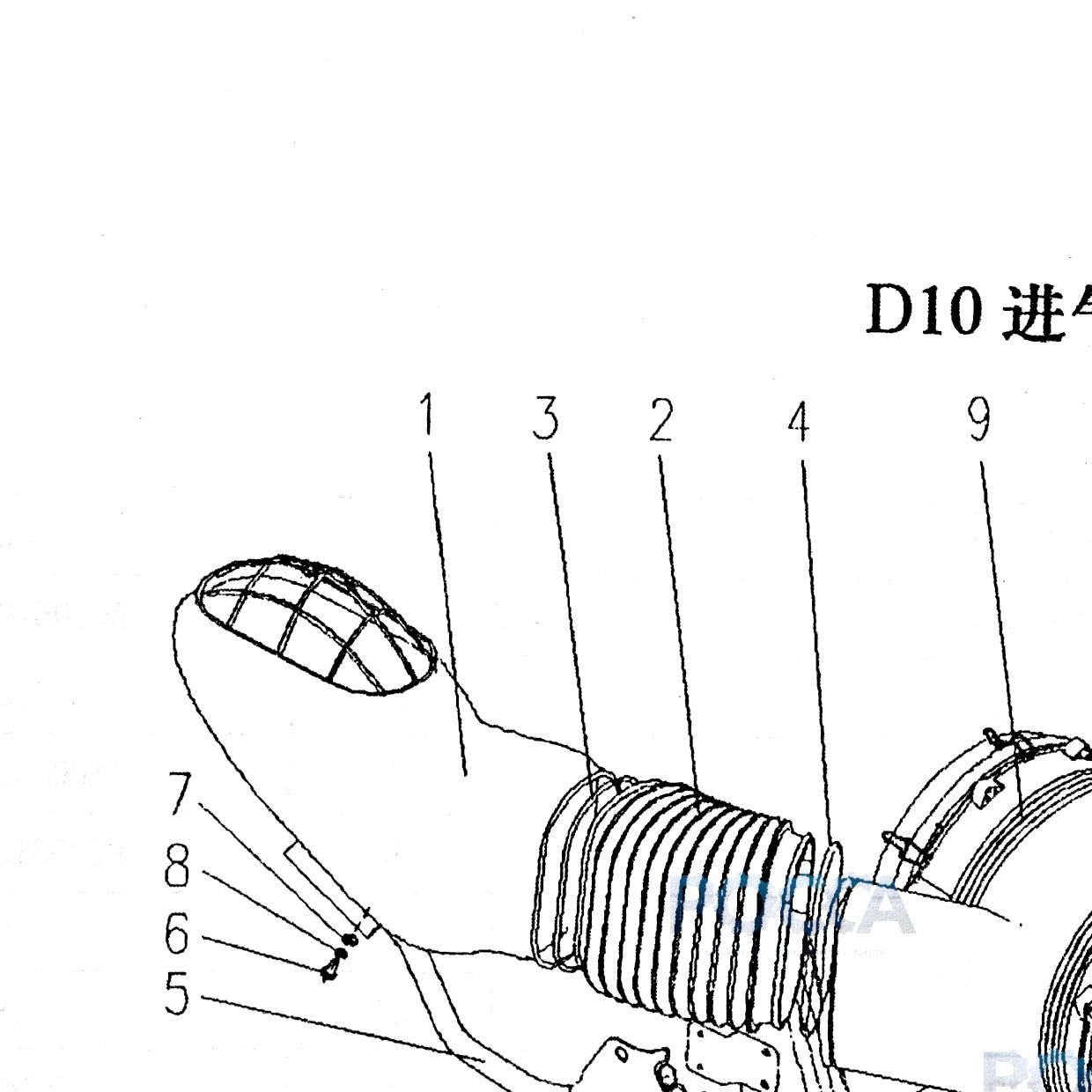 Хомут — положение на схеме Воздушный фильтр D10