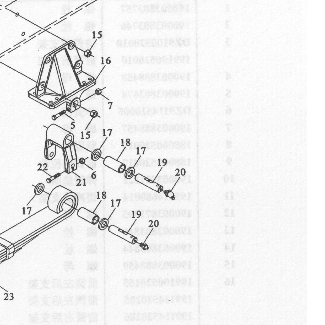 Палец рессоры задней HOWO (Хово) — положение на схеме Передняя подвеска 4×2 6×4